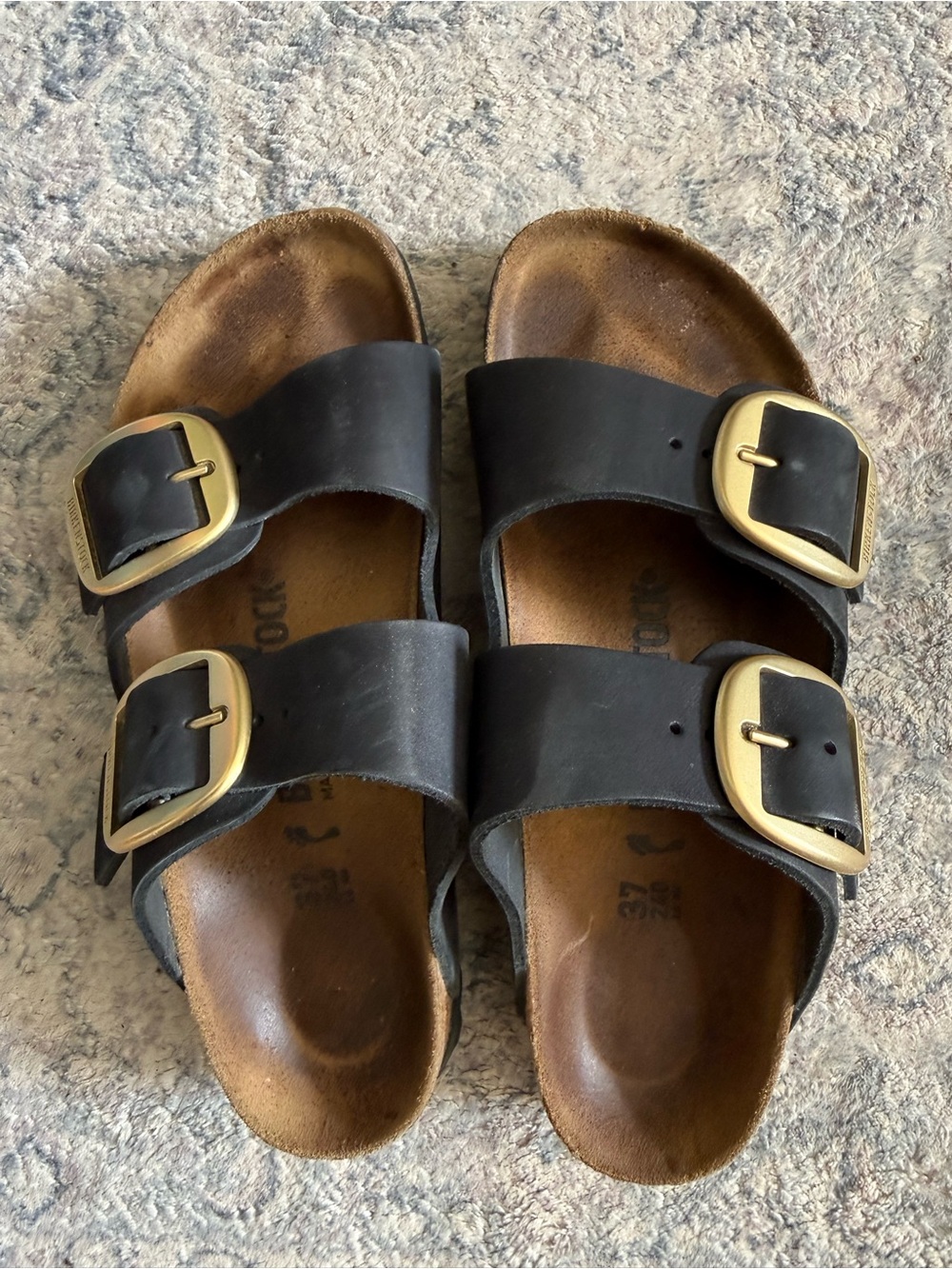 Birkenstock Arizona Big Buckle Black with Gold Buckles